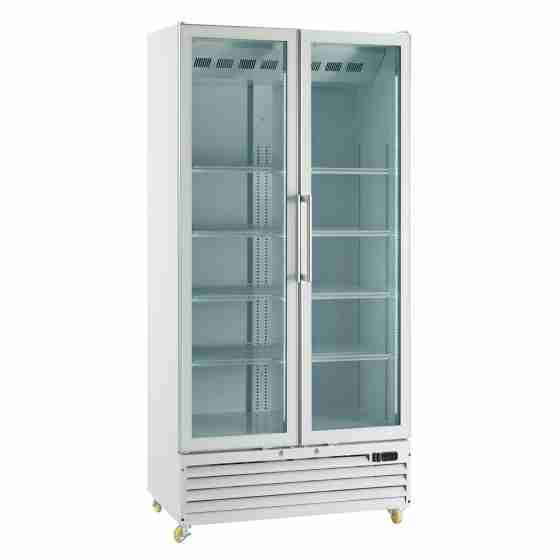 Frigo vetrina bibite refrigerata  ventilata doppia anta con termometro digitale 960  lt +0 +10 °C bianca