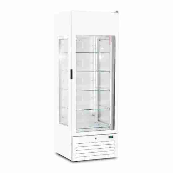Vetrina congelatore gelati verticale ventilata con 3 lati espositivi -18 -23°C 416 lt 68x69,5x200h cm Bianca 