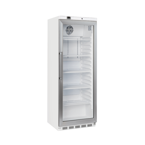 Armadio frigo refrigerato in abs bianco 1 anta in vetro refrigerazione roll-Bond con ventilatore di assistenza 400 lt +3 +10°C