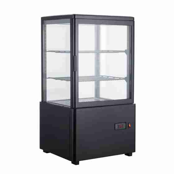 Frigo vetrina bibite pasticceria refrigerata 4 lati in vetro nera 58 lt +2 +10 °C 44,7x40x81,9h cm