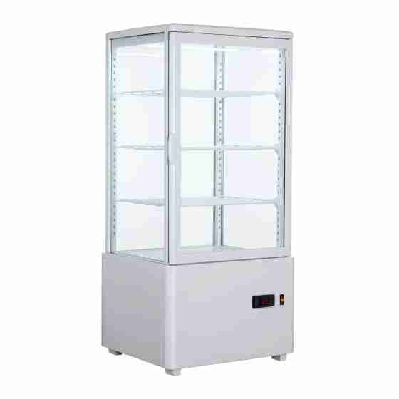 Frigo vetrina bibite pasticceria refrigerata 4 lati in vetro bianca 78 lt +2 +10 °C 44,7x40x96,9h cm