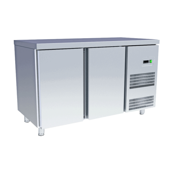 Tavolo frigo refrigerato 2 porte in acciaio inox 0+8 °C 141x60x87h cm