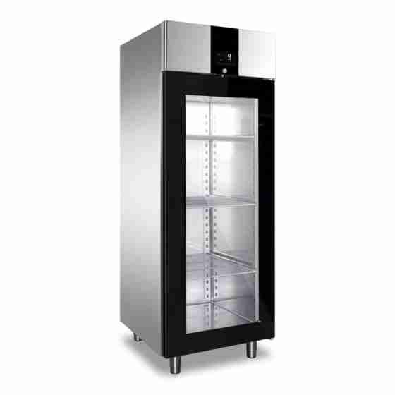 Armadio frigo refrigerato in acciaio inox 1 anta in vetro 700 lt ventilato +2 +10°C