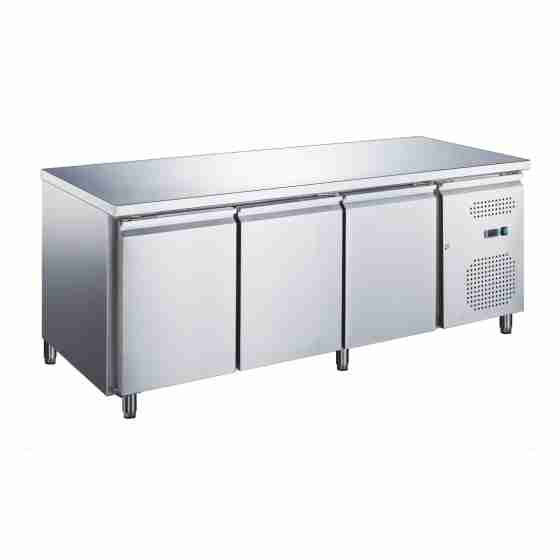 Tavolo frigo refrigerato 3 porte in acciaio inox -2 +8 °C 1795x700x850 h mm tropicalizzato
