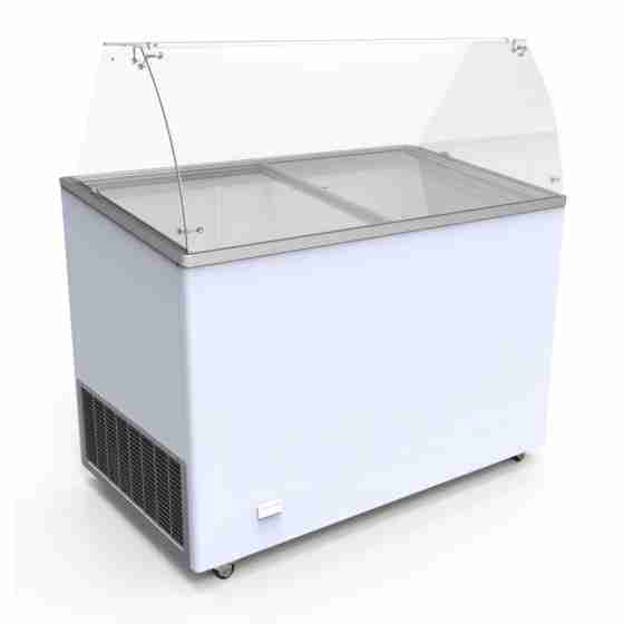 Banco vetrina gelati vetri curvi 10 gusti refrigerazione statica 118,4x68,7x122,9h cm -16 -24°C
