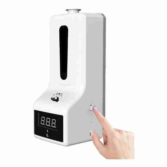 Dispenser a parete automatico con termometro integrato e sensore ad infrarossi per igienizzante e sapone da 0.7  lt