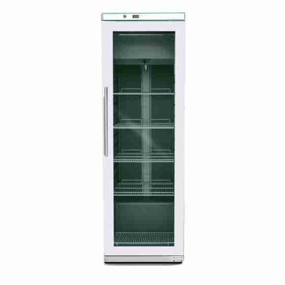 Armadio frigo refrigerato ventilato 1 anta in vetro esterno in acciaio verniciato  bianco 300 lt 0+8 °C