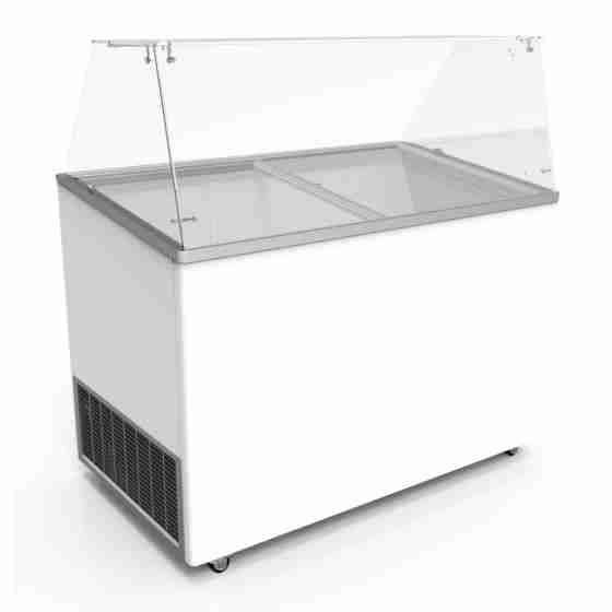 Banco vetrina gelati vetri dritti 12 gusti refrigerazione statica 143,9x68,4x122,9h cm -16 -24°C