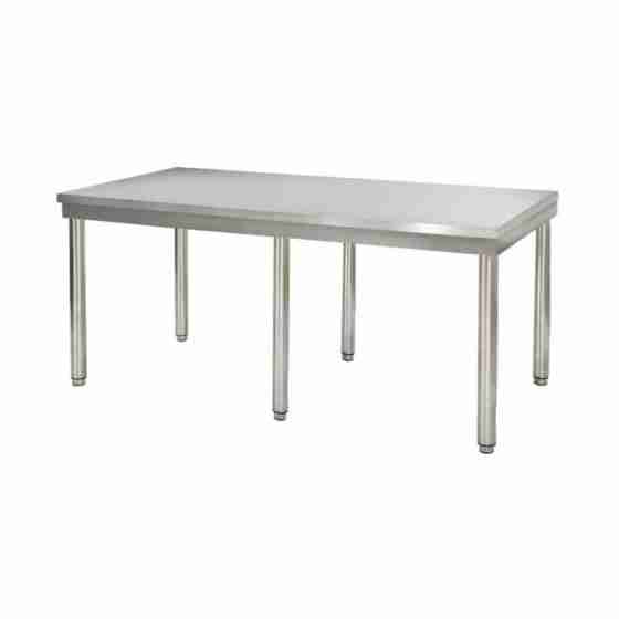 Tavolo in Acciaio Inox AISI 304 18/10 su gambe quadre senza ripiano senza  alzatina dim. 40x60x85h