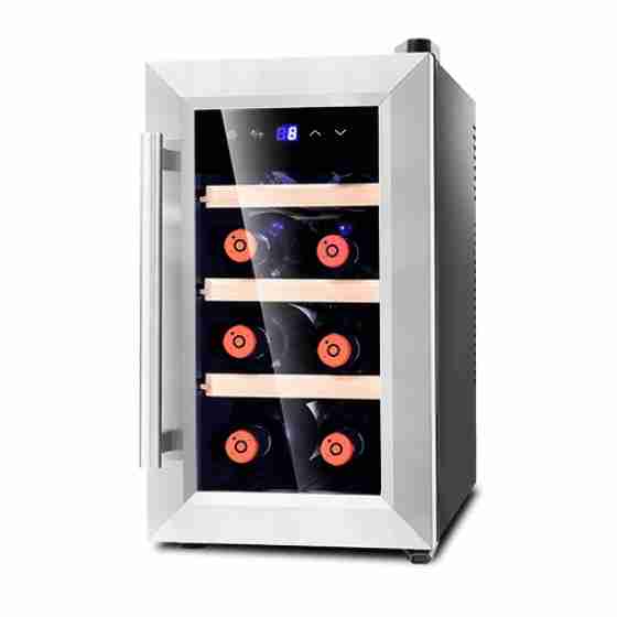Cantina vini termoelettrica refrigerazione statica rifiniture porta in acciaio 8 +8 +18°C 25x53,5x46h cm