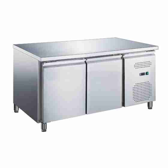 Tavolo frigo refrigerato 2 porte in acciaio inox  -2 +8 °C 1360x600x850 h mm tropicalizzato