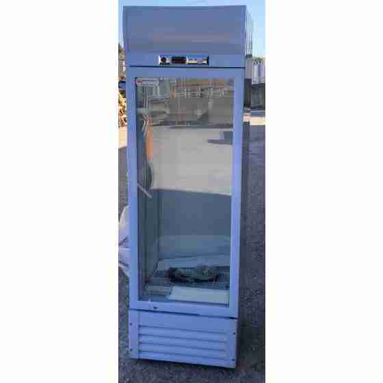 Frigo vetrina bibite verticale refrigerata 1 anta in vetro bianca +0 +10 °C 238 lt 55,5x54x178h cm nuovo danni da trasporto