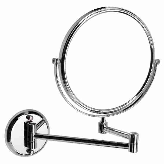 Specchio ingranditore in acciaio inox con finitura cromo lucido Ø 20 cm a 2  braccia - Specchi - Hotellerie - Attività