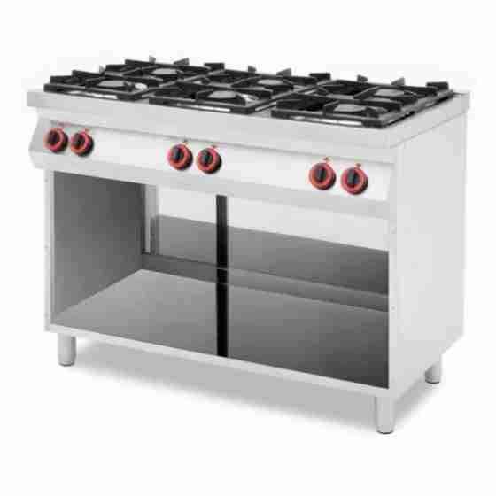 Cucina professionale 6 fuochi ad accensione manuale con maxi forno a gas