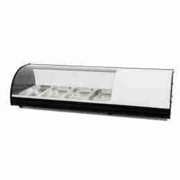 Vetrina frigo 110,4x39x28,7h cm 4 vaschette gn 1/3 refrigerata da banco bianca con vetri curvi e motore incorporato 