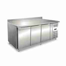 Tavolo frigo refrigerato in acciaio inox con alzatina 3 porte 179,5x60x96h cm -2 +8 °C
