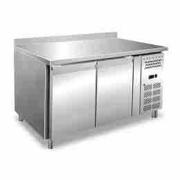 Tavolo congelatore refrigerato in acciaio inox con alzatina 2 porte 136x70x96h cm -10 -20°C
