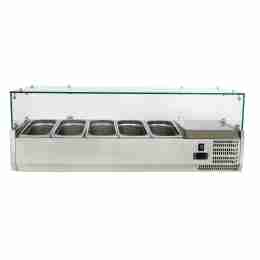 Vetrina refrigerata portacondimenti, portagusti per pizza GN 1/4 1200x335x435h mm +2 +8 °C con motore a destra - FC