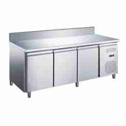 Tavolo frigo refrigerato 3 porte in acciaio inox con alzatina -2 +8 °C 1795x700x850 h mm tropicalizzato a basso consumo energetico