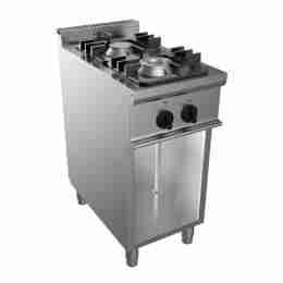 Cucina a gas 2 fuochi  su vano a giorno professionale 9 Kw 400x700x850h mm