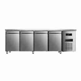 Tavolo frigo refrigerato 4 porte in acciaio inox 0 +8 °C 223x70x85h cm