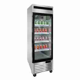 Armadio frigo refrigerato in acciaio inox 1 anta in vetro cornice nera a basso consumo energetico 700 lt ventilato 0+8 °C