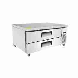 Tavolo frigo refrigerato basso sotto cucina piano a filo 2 cassetti scorrevoli in acciaio inox -2 +8° C 1325x815x530h mm