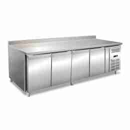 Tavolo congelatore refrigerato in acciaio inox con alzatina 4 porte 223x70x96h cm -10 -20°C