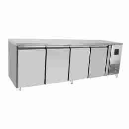 Tavolo frigo refrigerato a basso consumo energetico in acciaio inox 4 porte 0 +8 °C 2230x600x850 h mm