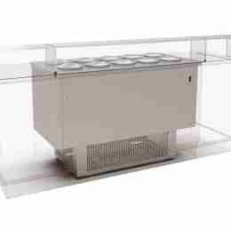 Banco gelati a pozzetto grezzo in acciaio inox refrigerazione statica 10 pozzetti 410 lt 144,2x71x100,7h cm