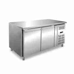 Tavolo frigo refrigerato in acciaio inox 2 porte 136x70x86 h cm -2 +8 °C