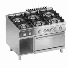 Cucina a gas con forno elettrico 6 fuochi 48 Kw 120x90x85h cm
