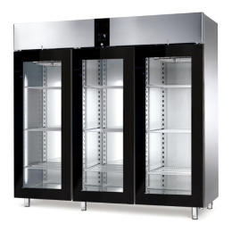 Armadio congelatore refrigerato in acciaio inox 3 ante in vetro 2300 lt ventilato -10 -20°C