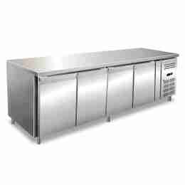 Tavolo frigo refrigerato in acciaio inox 4 porte 223x70x86h cm -2 +8 °C
