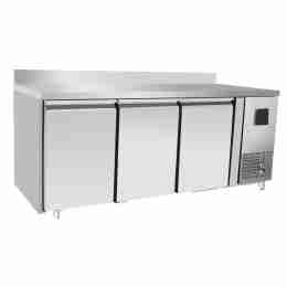 Tavolo congelatore refrigerato a basso consumo energetico in acciaio inox con alzatina 3 porte -22-17 °C 1795x700x850 h mm