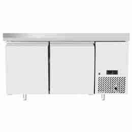 Tavolo frigo refrigerato a basso consumo energetico in acciaio inox con alzatina classe A 2 porte -2 +8 °C 1510x800x840h mm