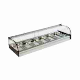 Vetrina frigo 1866x410x250h mm 10 vaschette gn 1/3 refrigerata da banco argento con vetri curvi e motore remoto incluso