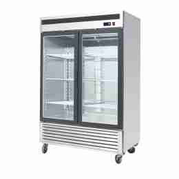 Armadio frigo refrigerato in acciaio inox 2 ante in vetro a basso consumo energetico 1335 lt ventilato 0+8 °C