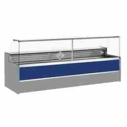 Banco refrigerato statico con vano riserva per salumeria e macelleria vetri apribili verso l'alto blu +4 +6°C 150x98x127h cm
