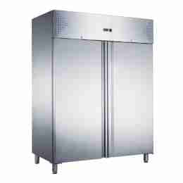 Armadio frigo refrigerato in acciaio inox 2 ante 1400 lt, ventilato -2 +8 °C tropicalizzato a basso consumo energetico