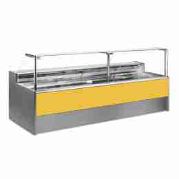 Banco refrigerato statico senza vano riserva per salumeria e macelleria giallo +2 +6 °C 300x109x128h cm