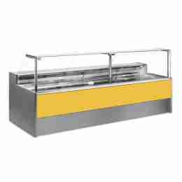Banco refrigerato statico senza vano riserva per salumeria e macelleria giallo +2 +6 °C 150x109x128h cm