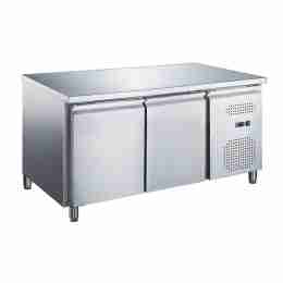 Tavolo frigo refrigerato 2 porte in acciaio inox -2 +8 °C 1360x700x850 h mm tropicalizzato