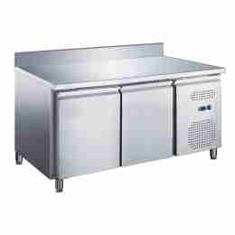 Tavolo frigo refrigerato 2 porte in acciaio inox con alzatina -2 +8 °C 1360x700x850 h mm tropicalizzato