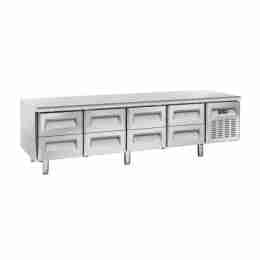 Tavolo frigo refrigerato in acciaio inox 8 cassetti -2 +8 °C 223,9x70x65h cm