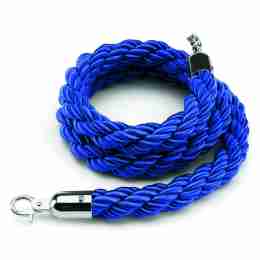 Cordone in corda intrecciata blu con anelli di fissaggio silver 1.5 mt