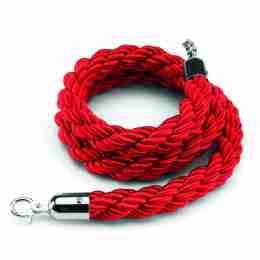 Cordone in corda intrecciata rosso con anelli di fissaggio silver 1.5 mt