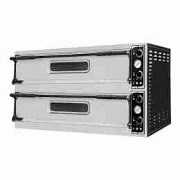Forno elettrico pizzeria per pizza meccanico 2 camere interne da 1080x410x140h mm - 3+3 pizze - PORTE IN VETRO