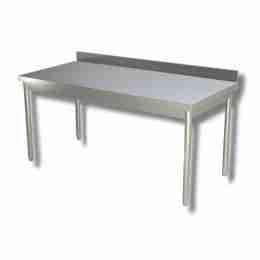 Tavolo in acciaio inox su gambe e alzatina profondità 600 mm 700x600 mm