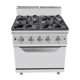 Cucina a gas 4 fuochi professionale su mobile con forno a gas 34.5 kW 800x900x1140h mm